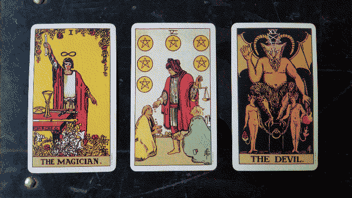 the magician -- 6 of pentacles -- the devil